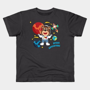 Space bear or astronaut in a space suit with cartoon style Kids T-Shirt